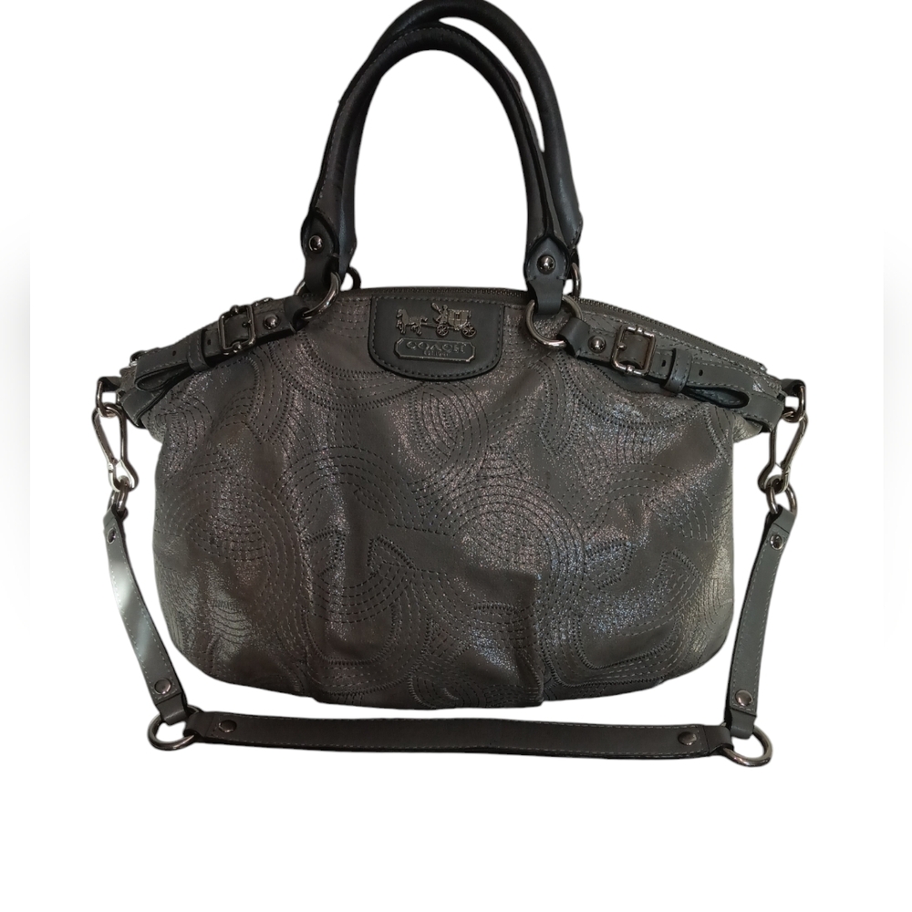GUC Coach Madison Sophia Silver Stitched OpArt Satchel